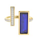 18K YELLOW GOLD 1 7/8CT ROUND/ONYX DIAMOND LADIES RING(COLOR STONE BLUE ONYX DIAMOND 1 5/8CT) - Image 6
