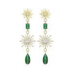 18K YELLOW GOLD 13 3/4CT ROUND/PEAR/EMERALD DIAMOND LADIES EARRINGS(COLOR STONE ONYX/PEAR DIAMOND 9.00CT/EMERALD DIAMOND 4CT)