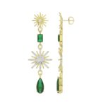 18K YELLOW GOLD 13 3/4CT ROUND/PEAR/EMERALD DIAMOND LADIES EARRINGS(COLOR STONE ONYX/PEAR DIAMOND 9.00CT/EMERALD DIAMOND 4CT) - Image 3