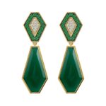 18K YELLOW GOLD 18 1/2CT ROUND/OCTAGON/ONYX DIAMOND LADIES EARRINGS