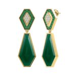 18K YELLOW GOLD 18 1/2CT ROUND/OCTAGON/ONYX DIAMOND LADIES EARRINGS - Image 2
