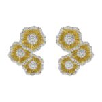 18K YELLOW GOLD 1CT ROUND DIAMOND LADIES EARRINGS