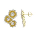 18K YELLOW GOLD 1CT ROUND DIAMOND LADIES EARRINGS - Image 3