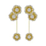 18K YELLOW GOLD 1CT ROUND DIAMOND LADIES EARRINGS
