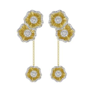 18K YELLOW GOLD 1CT ROUND DIAMOND LADIES EARRINGS