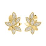 18K YELLOW GOLD 1CT ROUND DIAMOND LADIES EARRINGS