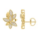 18K YELLOW GOLD 1CT ROUND DIAMOND LADIES EARRINGS - Image 3