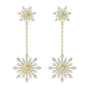 18K YELLOW GOLD 1CT ROUND DIAMOND LADIES EARRINGS