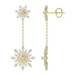 18K YELLOW GOLD 1CT ROUND DIAMOND LADIES EARRINGS - Image 2