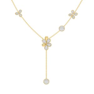 18K YELLOW GOLD 1CT ROUND DIAMOND LADIES NECKLACE