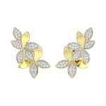 18K YELLOW GOLD 3/4CT ROUND DIAMOND LADIES EARRINGS