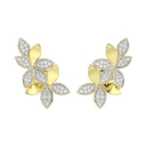 18K YELLOW GOLD 3/4CT ROUND DIAMOND LADIES EARRINGS