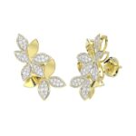 18K YELLOW GOLD 3/4CT ROUND DIAMOND LADIES EARRINGS - Image 2