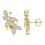 18K YELLOW GOLD 3/4CT ROUND DIAMOND LADIES EARRINGS - Image 3