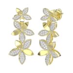 18K YELLOW GOLD 3/4CT ROUND DIAMOND LADIES EARRINGS - Image 2