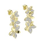 18K YELLOW GOLD 3/4CT ROUND DIAMOND LADIES EARRINGS - Image 3