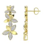 18K YELLOW GOLD 3/4CT ROUND DIAMOND LADIES EARRINGS - Image 4
