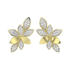 18K YELLOW GOLD 3/4CT ROUND DIAMOND LADIES EARRINGS