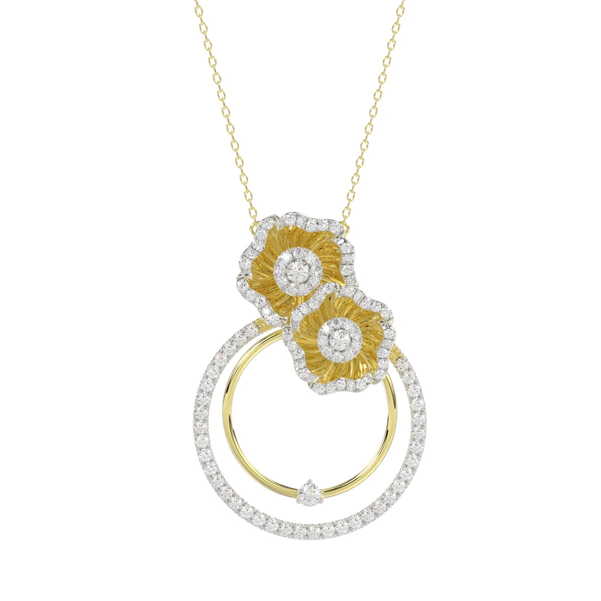 19224615_VA19309Y-1201x1201.jpg 18K YELLOW GOLD 3/4CT ROUND DIAMOND LADIES PENDANT WITH CHAIN - Image 1