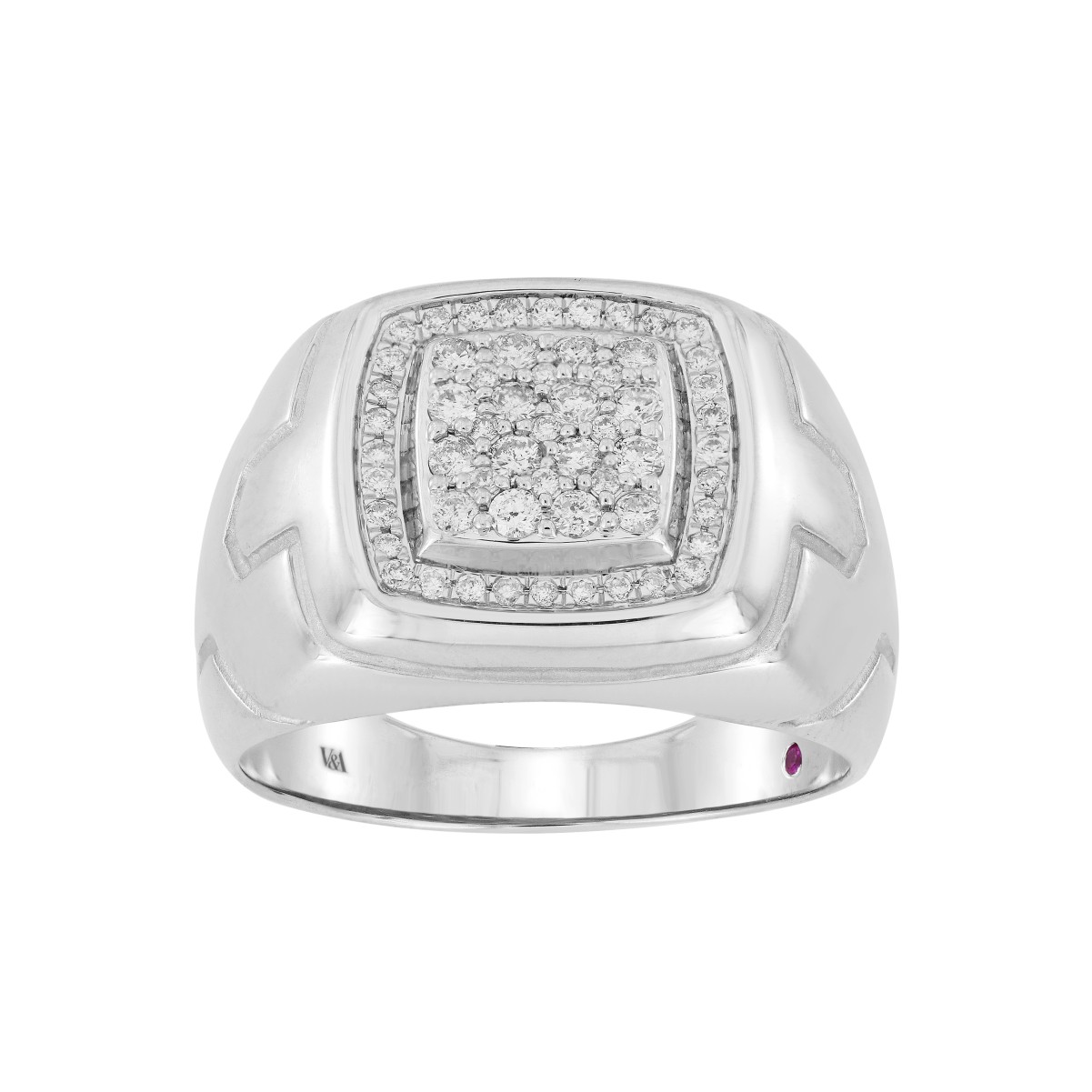 19224658_VA14963W-1201x1201.jpg 14K WHITE GOLD 1/2CT ROUND DIAMOND MEN'S RING - Image 1