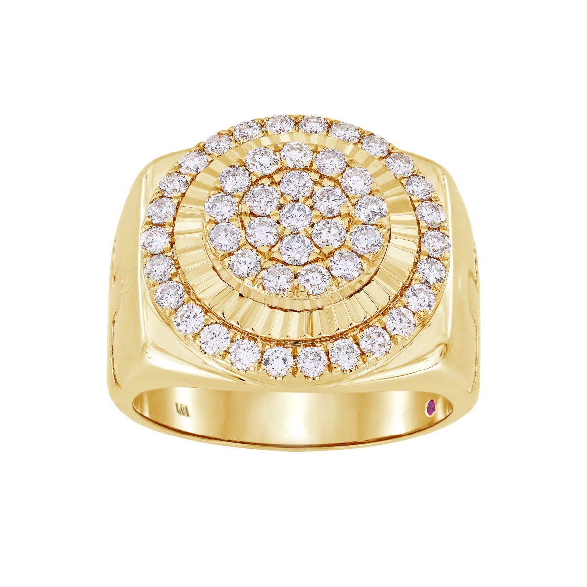19224666_VA14970Y-1201x1201.jpg 14K YELLOW GOLD 1 1/2CT ROUND DIAMOND MEN'S RING - Image 1