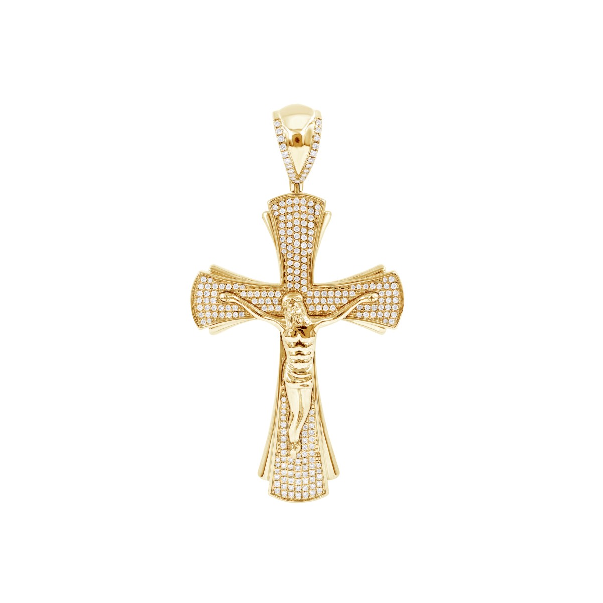 19224671_VA14974Y-1201x1201.jpg 14K YELLOW GOLD 1 5/8CT ROUND DIAMOND MEN'S PENDANT - Image 1