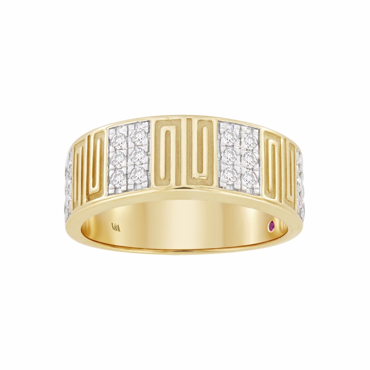 19224672_VA14998Y-1201x1201.jpg 14K YELLOW GOLD 1/2CT ROUND DIAMOND MEN'S BAND - Image 1