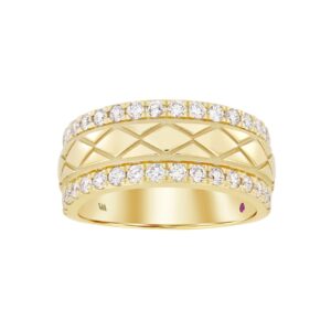 14K YELLOW GOLD 1CT ROUND DIAMOND MEN'S BAND