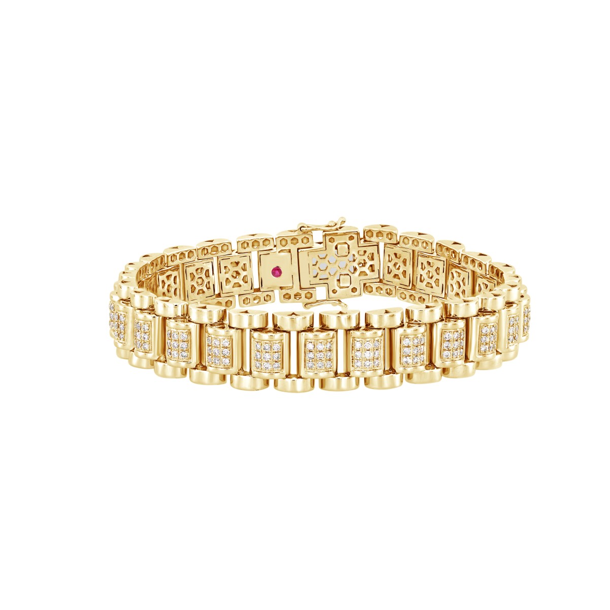 19224701_VA14948Y-1201x1201.jpg 14K YELLOW GOLD 2 1/2CT ROUND DIAMOND MEN'S BRACELET - Image 1