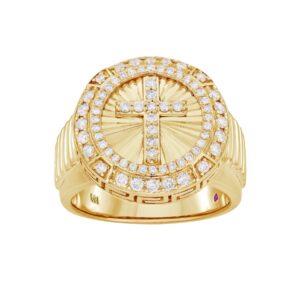14K YELLOW GOLD 3/4CT ROUND DIAMOND MEN'S RING
