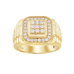 14K YELLOW GOLD 3/4CT ROUND DIAMOND MEN'S RING