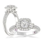 14K WHITE GOLD 1 1/2CT ROUND/BAGUETTE DIAMOND LADIES FASHION RING(CENTER STONE ROUND DIAMOND 7/8CT)