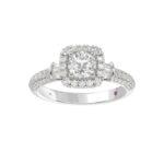 14K WHITE GOLD 1 1/2CT ROUND/BAGUETTE DIAMOND LADIES FASHION RING(CENTER STONE ROUND DIAMOND 7/8CT) - Image 3