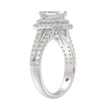 14K WHITE GOLD 1 1/2CT ROUND/EMERALD DIAMOND LADIES RING(CENTER STONE EMERALD DIAMOND 3/4CT) - Image 3