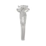 14K WHITE GOLD 1 1/2CT ROUND/OVAL DIAMOND LADIES FASHION RING(CENTER STONE OVAL DIAMOND 3/4CT / 2 SIDE STONE ROUND DIAMOND 3/8CT) - Image 5