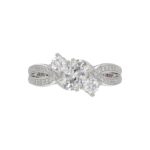14K WHITE GOLD 1 1/2CT ROUND/OVAL DIAMOND LADIES FASHION RING(CENTER STONE OVAL DIAMOND 3/4CT / 2 SIDE STONE ROUND DIAMOND 3/8CT) - Image 6