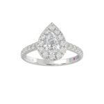 14K WHITE GOLD 1 1/2CT ROUND/PEAR DIAMOND LADIES RING(CENTER STONE PEAR DIAMOND 3/4CT) - Image 2