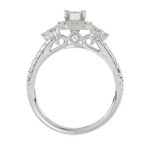 14K WHITE GOLD 1 1/4CT ROUND/EMERALD DIAMOND LADIES BRIDAL SET(CENTER STONE EMERALD DIAMOND 1/2CT) - Image 2