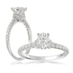14K WHITE GOLD 1 1/4CT ROUND/OVAL DIAMOND LADIES RING(CENTER STONE OVAL DIAMOND 3/4CT)