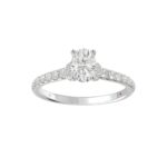 14K WHITE GOLD 1 1/4CT ROUND/OVAL DIAMOND LADIES RING(CENTER STONE OVAL DIAMOND 3/4CT) - Image 3