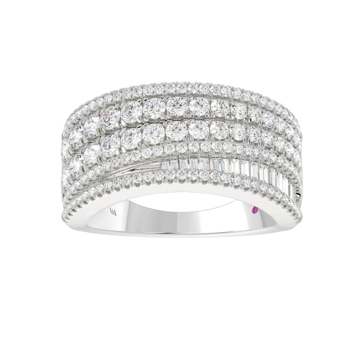 19224839_VA13515W-1201x1201.jpg 14K WHITE GOLD 1 3/4CT ROUND/BAGUETTE DIAMOND LADIES BAND - Image 1