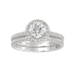 14K WHITE GOLD 1/2CT ROUND DIAMOND LADIES BRIDAL SET(CENTER STONE MOUNT ROUND DIAMOND 1CT) - Image 4