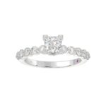 14K WHITE GOLD 1/2CT ROUND/PRINCESS DIAMOND LADIES SEMI MOUNT RING (CENTER STONE PRINCESS DIAMOND 1CT) - Image 4