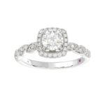 14K WHITE GOLD 1/3CT ROUND DIAMOND LADIES SEMI MOUNT RING(CENTER STONE ROUND DIAMOND 1CT) - Image 3