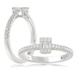 14K WHITE GOLD 1/3CT ROUND/BAGUETTE DIAMOND LADIES RING