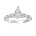 14K WHITE GOLD 1/4CT ROUND/PEAR DIAMOND LADIES SEMI MOUNT RING(CENTER STONE MOUNT PEAR DIAMOND 1CT) - Image 3