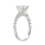 14K WHITE GOLD 1/6CT ROUND/PRINCESS DIAMOND LADIES RING(CENTER STONE MOUNT PRINCESS DIAMOND 1CT) - Image 3