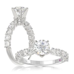 14K WHITE GOLD 1CT ROUND DIAMOND LADIES SEMI MOUNT RING(CENTER STONE MOUNT ROUND DIAMOND 1CT)