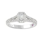 14K WHITE GOLD 1CT ROUND/BAGUETTE/EMERALD DIAMOND LADIES RING - Image 3