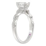 14K WHITE GOLD 1CT ROUND/EMERALD DIAMOND LADIES FASHION RING(CENTER STONE EMERALD DIAMOND 3/4CT) - Image 2